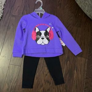 Hooded sweatshirt with pants size 2T brand new never worn. Beautiful purple